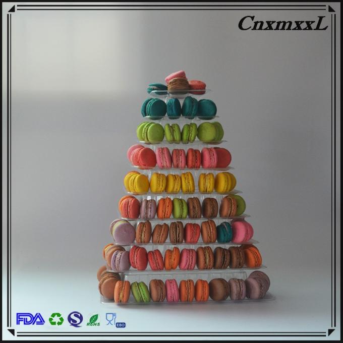 9 Layer Square 41cm Tall Plastic Macaron Packaging Blister Macaron Cone ...
