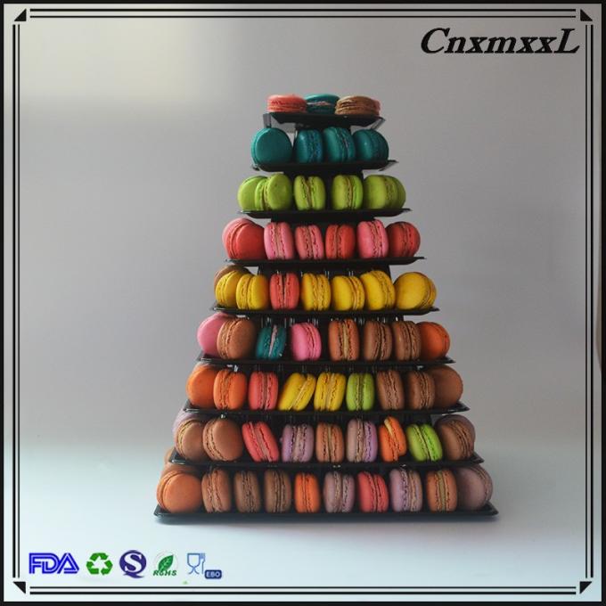 9 Layer Square 41cm Tall Plastic Macaron Packaging Blister Macaron Cone ...