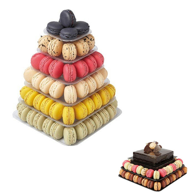 Black 9 Tier Blister Plastic Macaron Packaging Convenient Macarons Tower Stand