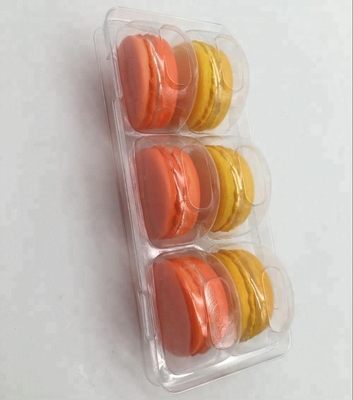Blister PET 6pcs Macaron Plastic Box Packaging With Clear Lid
