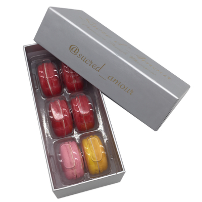 6 pcs macaron printing paper gift box packing boxes macarrons display macaron container with inner tray