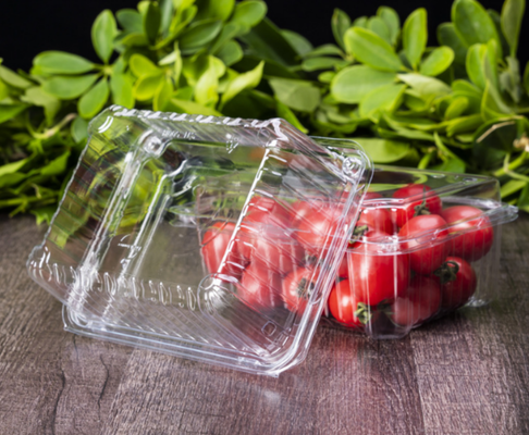 lightweight produce packaging moisture permeability compression resistant container  reusable optional clamshell spill‑proof hinged box