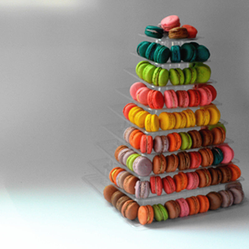 Macaron Pi New style Black 9 tiers plastic macaron Square piramide macarons tower ...