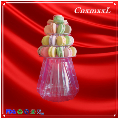 4-layers clear smaller macaron tower with 0.8 mm PVC stand with carrying case