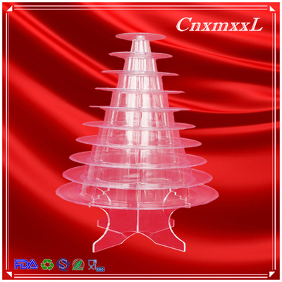 plastic pyramid display case 10 tier macaron tower display tower case with Acrylic base