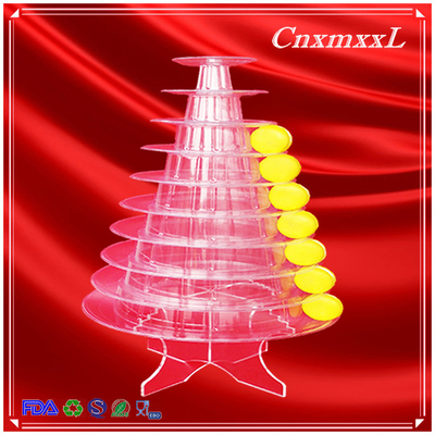 plastic pyramid display case 10 tier macaron tower display tower case with Acrylic base