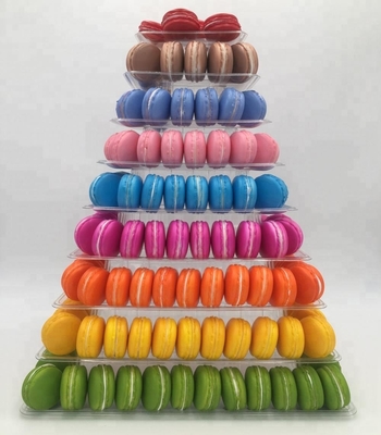 9 Tier Plastic Square Macaron Tower Stand Display For French Takeaway Food Packaging