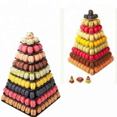 9 Tier Plastic Square Macaron Tower Stand Display For French Takeaway Food Packaging