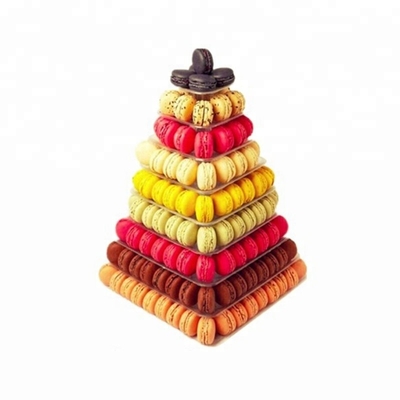 9 Tier Plastic Square Macaron Tower Stand Display For French Takeaway Food Packaging