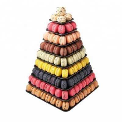 9 Tier Plastic Square Macaron Tower Stand Display For French Takeaway Food Packaging