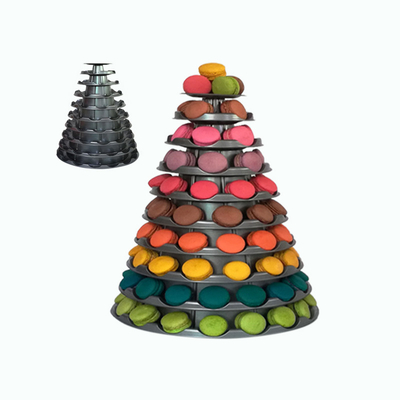 Gray PVC Plastic Macaron Tower Stand Macaron Tier With Round Acrylic Base