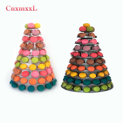 Gray PVC Plastic Macaron Tower Stand Macaron Tier With Round Acrylic Base