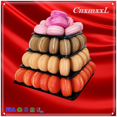 Plastic Macaron Display Stand With 4 Tier Square Macaron Tower