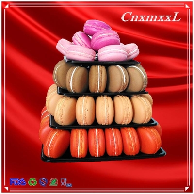 Plastic Macaron Display Stand With 4 Tier Square Macaron Tower