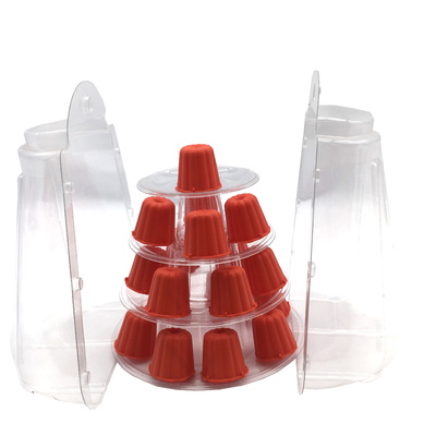 Mini Clear Plastic 4 Tiers Canele Tower Stand For Display Canele / Macaron And Cake Decoration