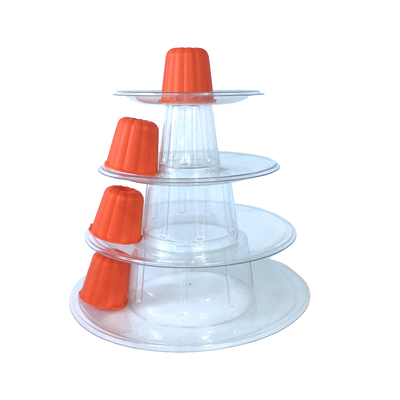 Mini Clear Plastic 4 Tiers Canele Tower Stand For Display Canele / Macaron And Cake Decoration
