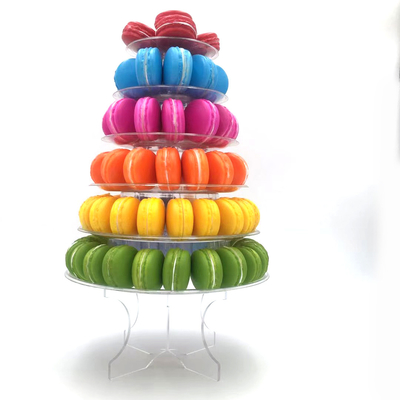 Self Assemble Circle 6 Tier Macaron Tower Macaron Display Tray Acrylic