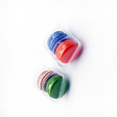 Clear PVC/PET plastic 2 cells macaron pack tray blister packaging