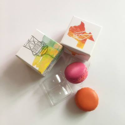 2 Pcs Macaron Printing Paper Gift Box Packing Macarrons Display With Inner Tray