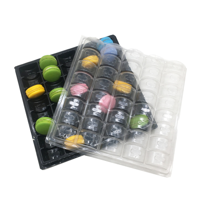 5 x 8 arrangement 40 cells macaron packaging tray and lid, transparent and clear PVC/PET blister macaron box