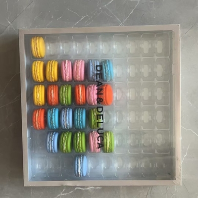 Macaron 40 Transparent Handmade Box Macaron Tray Packaging Chocolate Packaging Top And Bottom Cover Cake Packaging Supplier