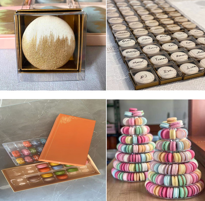 Hot Stamping Macaron Transparent Box Top And Bottom Lid Macaron Display Rack 12pcs