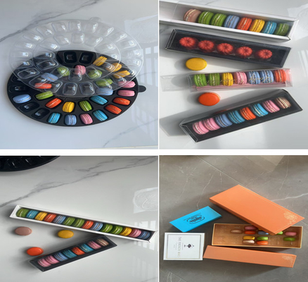 Hot Stamping Macaron Transparent Box Top And Bottom Lid Macaron Display Rack 12pcs