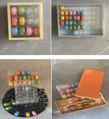 Eco-Friendly Transparent Macaron Packaging with Custom Printing and Display Stand for Gift Boxes