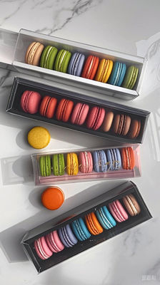 Eco-Friendly Transparent Macaron Packaging with Custom Printing for Display Stand and Gift Box