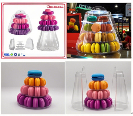40 Pieces Macaron Packing Box Korean Cookie Baking Clear Snow Crisp Chocolate Frosting Cookie Small Gift Box