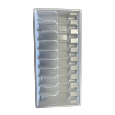 White PET Drug Plastic Blister Inside Anti-counterfeiting Design Pattern Ampoule Blister Tray Packing And Storage