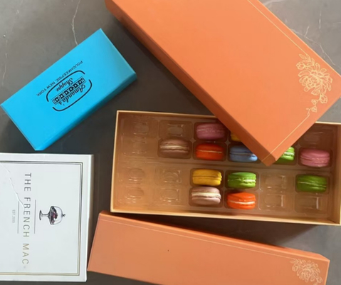 40 Pieces Macaron Packing Box Korean Cookie Baking Clear Snow Crisp Chocolate Frosting Cookie Small Gift Box