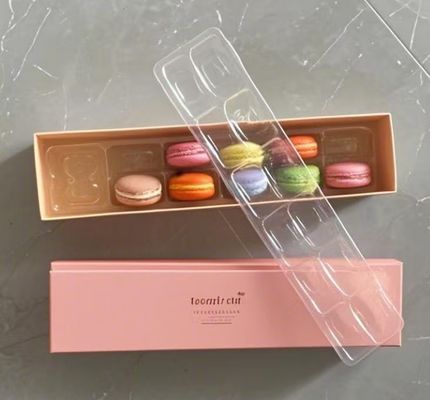 Eco-Friendly Transparent Macaron Packaging with Custom Printing for Display Stand and Gift Box