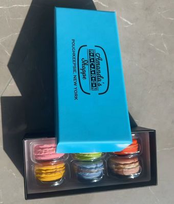 Eco-Friendly Transparent Macaron Packaging with Custom Printing for Display Stand and Gift Box