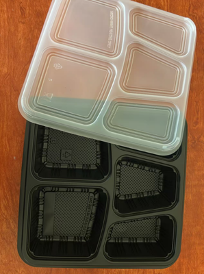 PP food boxes, 5-grid PP disposable food boxes, 5-grid PP food boxes, 5-grid food packaging boxes