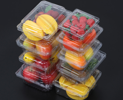 Wholesale one-time transparent fruit packaging boxes with thickened anti-pressure PET fruit cutting boxes, suitable for supermarkets, used for packing watermelons.
