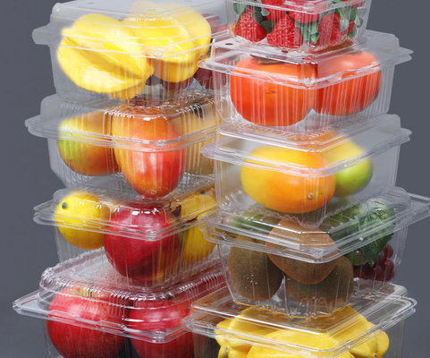 One-time thickened with lid fruit and vegetable box, fruit box, household takeout, supermarket packaging plastic transparent box, fresh produce box