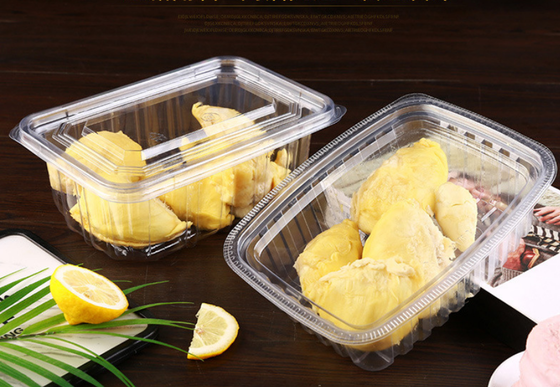 One-time use fruit packaging box, rectangular plastic box for fresh vegetables, PET food-grade transparent fruit cutting box