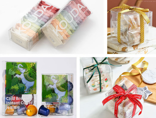 Wholesale PVC PET transparent boxes. Matte textured food-grade plastic transparent packaging boxes. Customization available.