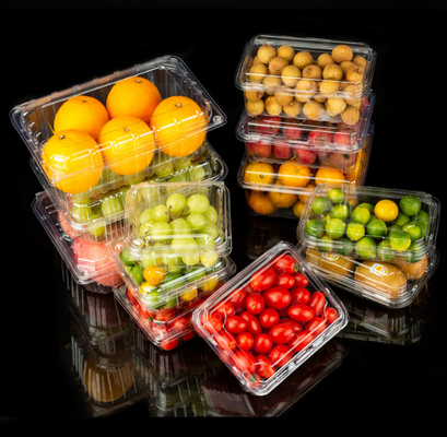 clear plastic fruit box  berry clamshell container  plastic fruit punnet fruit packaging box hinged plastic container