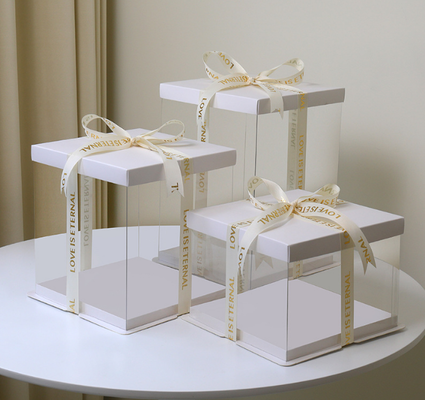 Fully transparent cake box - 4 inches, 6 inches, 8 inches, 10 inches, 12 inches, extra-high double-layer birthday cake box packaging box