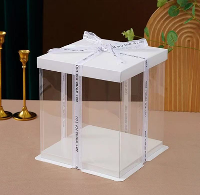 Fully transparent cake box - 4 inches, 6 inches, 8 inches, 10 inches, 12 inches, extra-high double-layer birthday cake box packaging box