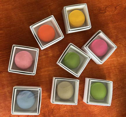 Eco-Friendly Transparent Macaron Packaging with Custom Printing for Display Stand and Gift Box