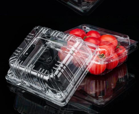 lightweight produce packaging moisture permeability compression resistant container  reusable optional clamshell spill‑proof hinged box