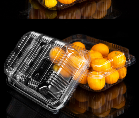 food grade plastic punnet salad clamshell box cherry fruit container  grape plastic packaging box  recyclable PET box  anti‑fog PET clamshell
