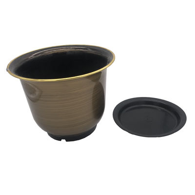 Metal Shiny Plastic Flower Pot with Saucer Together Chinese Style