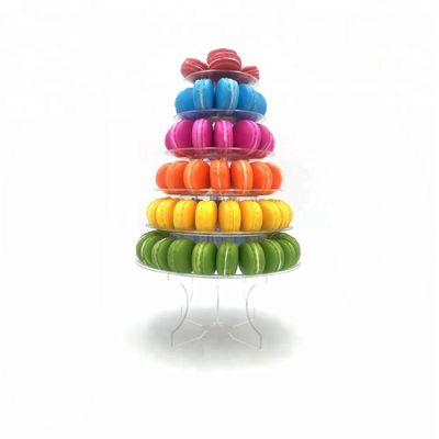 Plastic Pyramid Display Case 6 Tier Macaron Display Tower Case With Acrylic Base