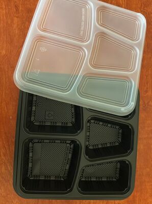 PP food boxes, 5-grid PP disposable food boxes, 5-grid PP food boxes, 5-grid food packaging boxes